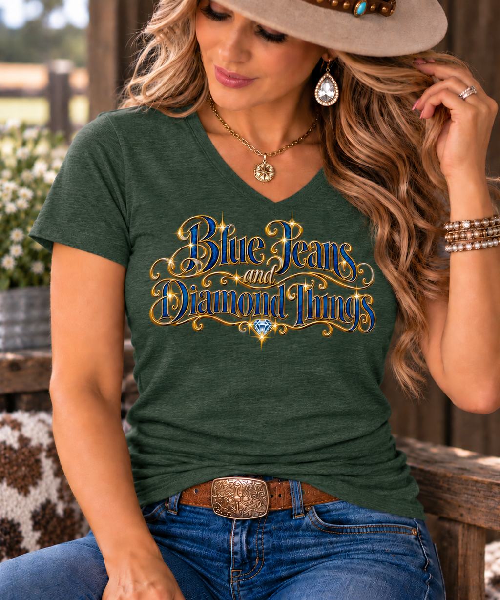 Blue Jeans & Diamond Things -   Women's T‑Shirt V-neck