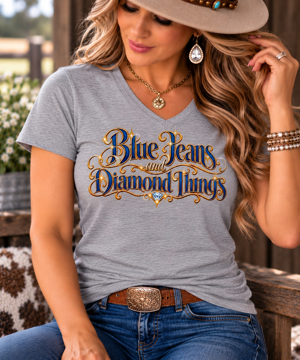 Blue Jeans & Diamond Things -   Women's T‑Shirt V-neck