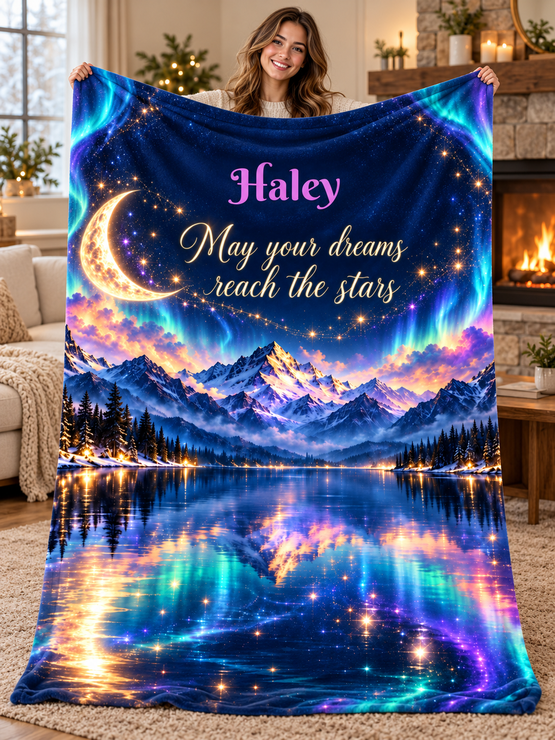 Personalize This Blanket - May Your Dreams Reach The Stars - Fleece Blanket