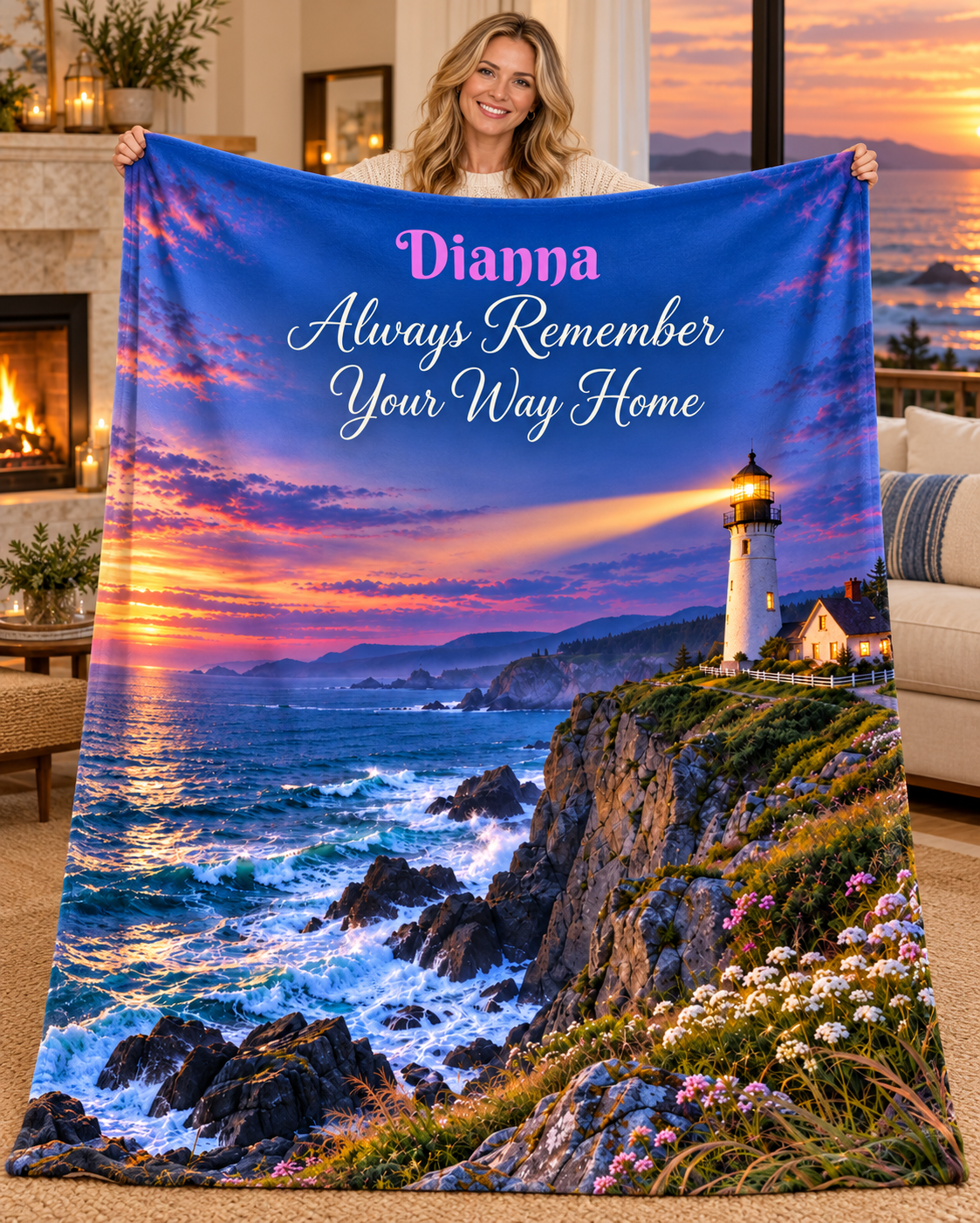 Personalize This Blanket  - Always Remember Your Way Home - Flannel Fleece Blanket
