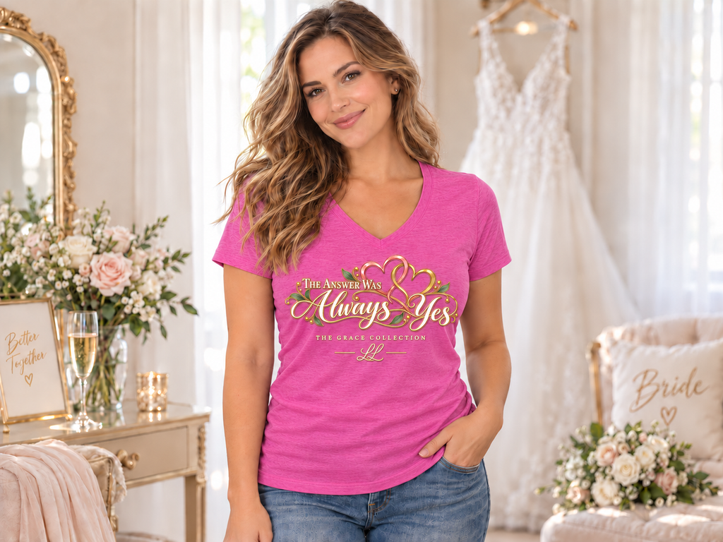 Womens Regular Fit Lightly Shaped V Neck - The Answer Was Always Yes