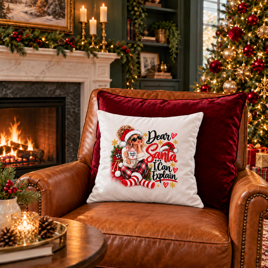 Dear Santa I Can Explain -  Christmas Throw Pillow