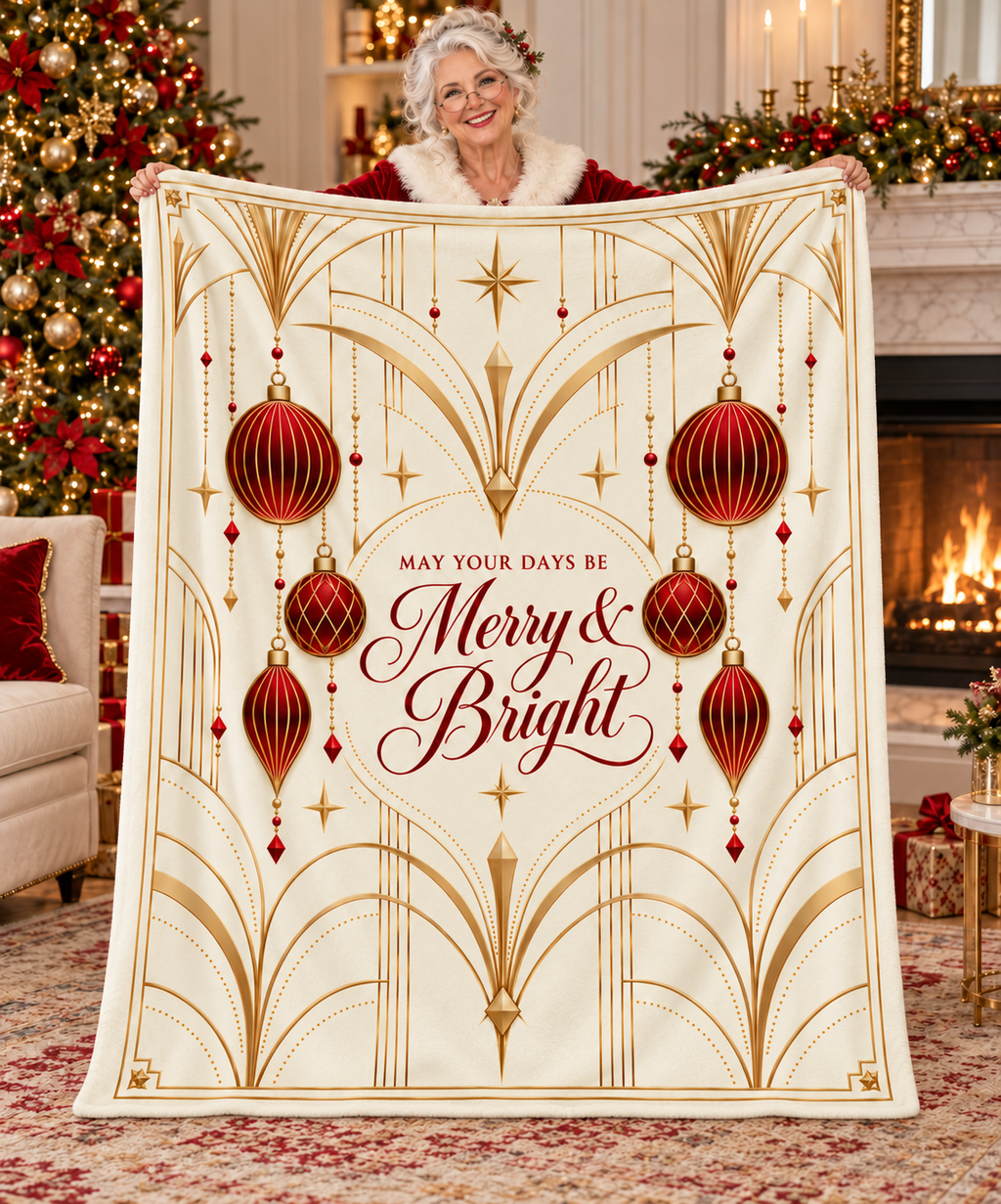 May Your Days Be Merry and Bright  - Sherpa Fleece Throw Blanket