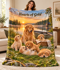 Personalize This Blanket - GOLDEN RETREIVER PUPPIES, Hearts Of Gold - Deluxe Sherpa Throw Blanket