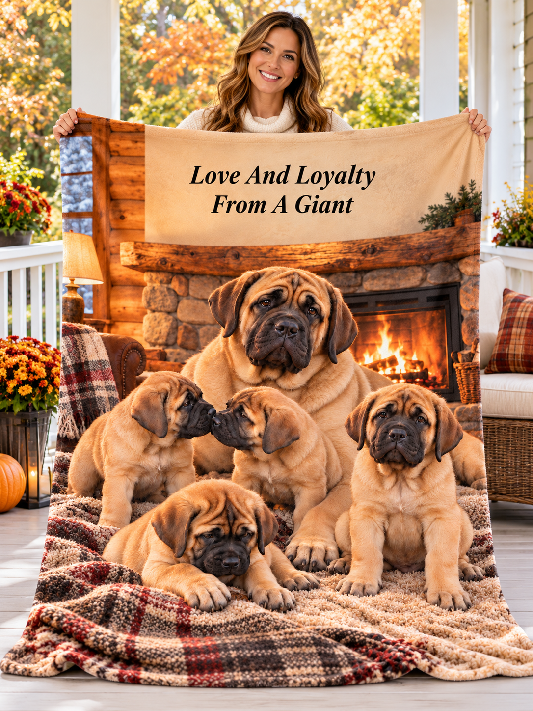 Personalize This Blanket - OLD ENGLISH MASTIFF PUPPIES, Life And Loyalty From A Giant - Deluxe Sherpa  Fleece Throw Blanket