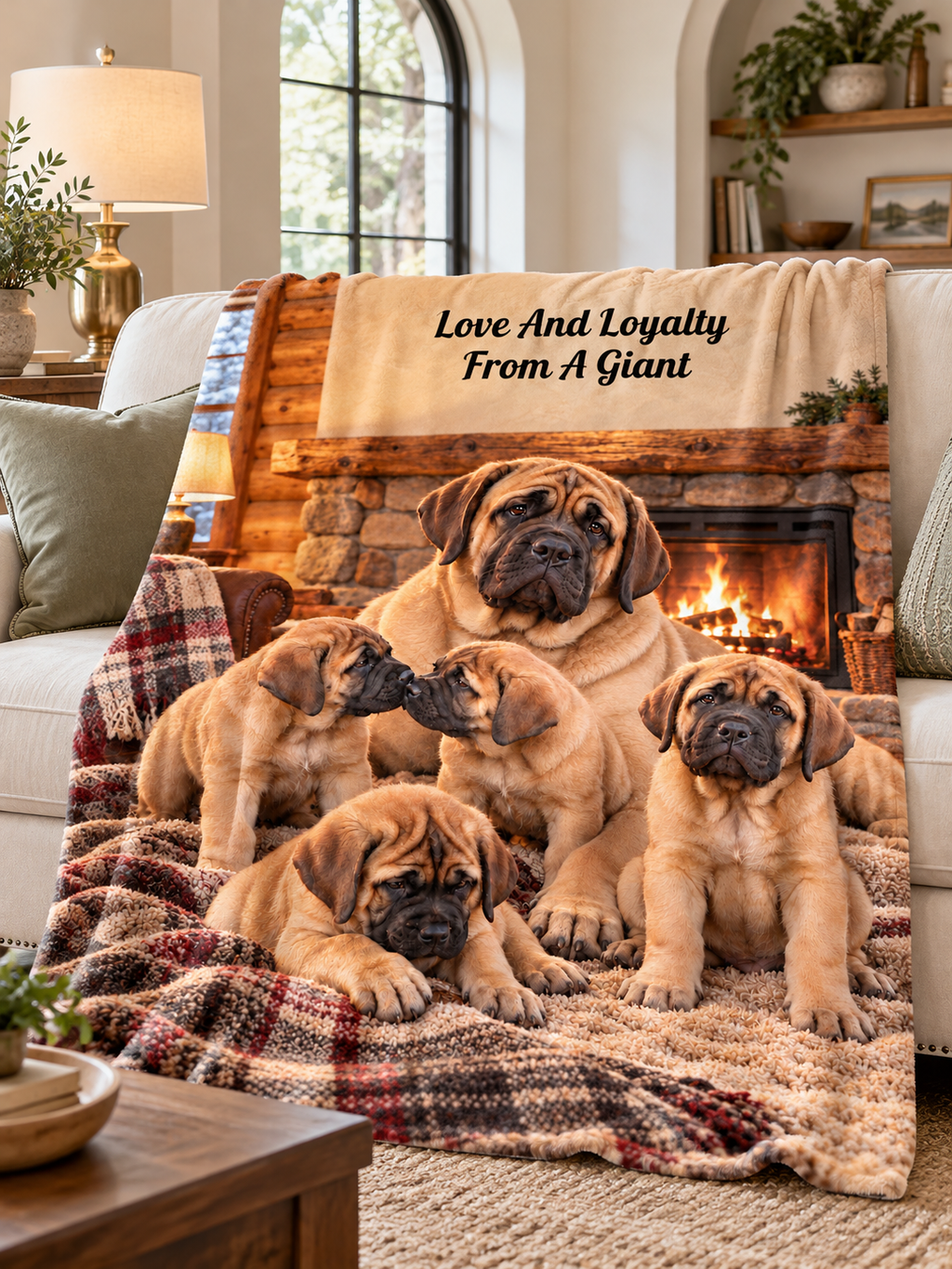 Personalize This Blanket - OLD ENGLISH MASTIFF PUPPIES, Life And Loyalty From A Giant - Deluxe Sherpa  Fleece Throw Blanket