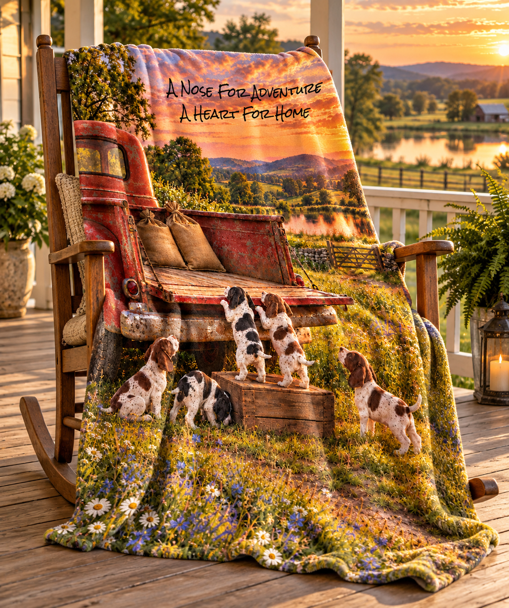 Personalize This Blanket - POINTER PUPPIES, A Nose For Adventure, A Heart For Home - Deluxe Serpa Throw Blanket