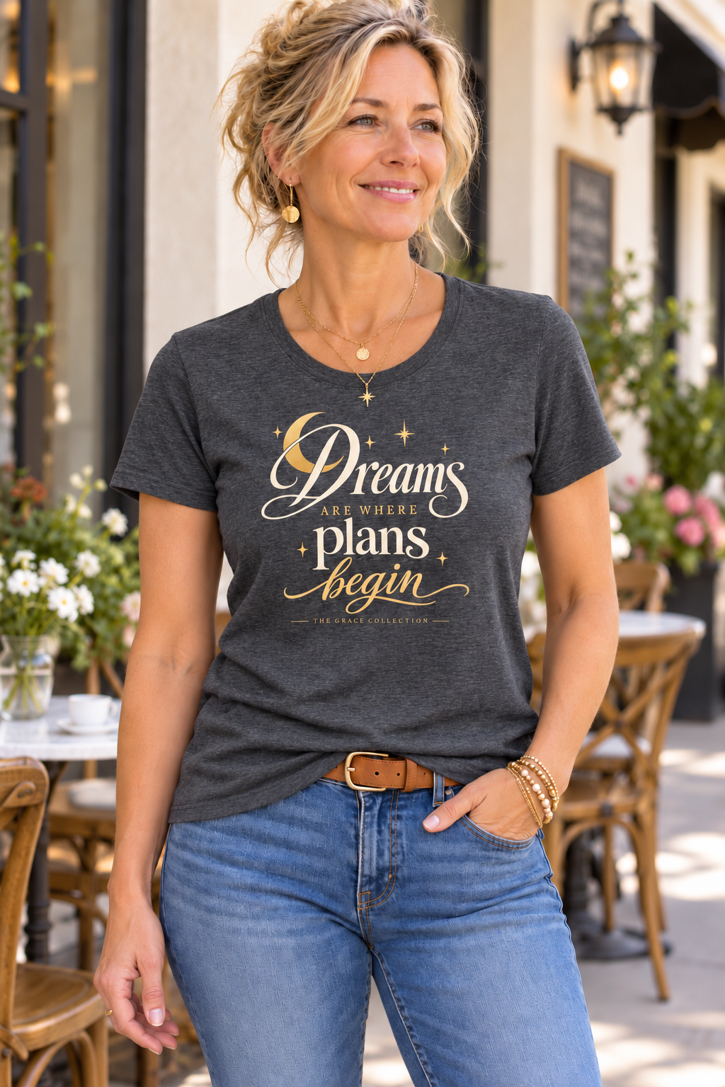 Womens Relaxed Fit Tee - Dreams Are Where Plans Begin