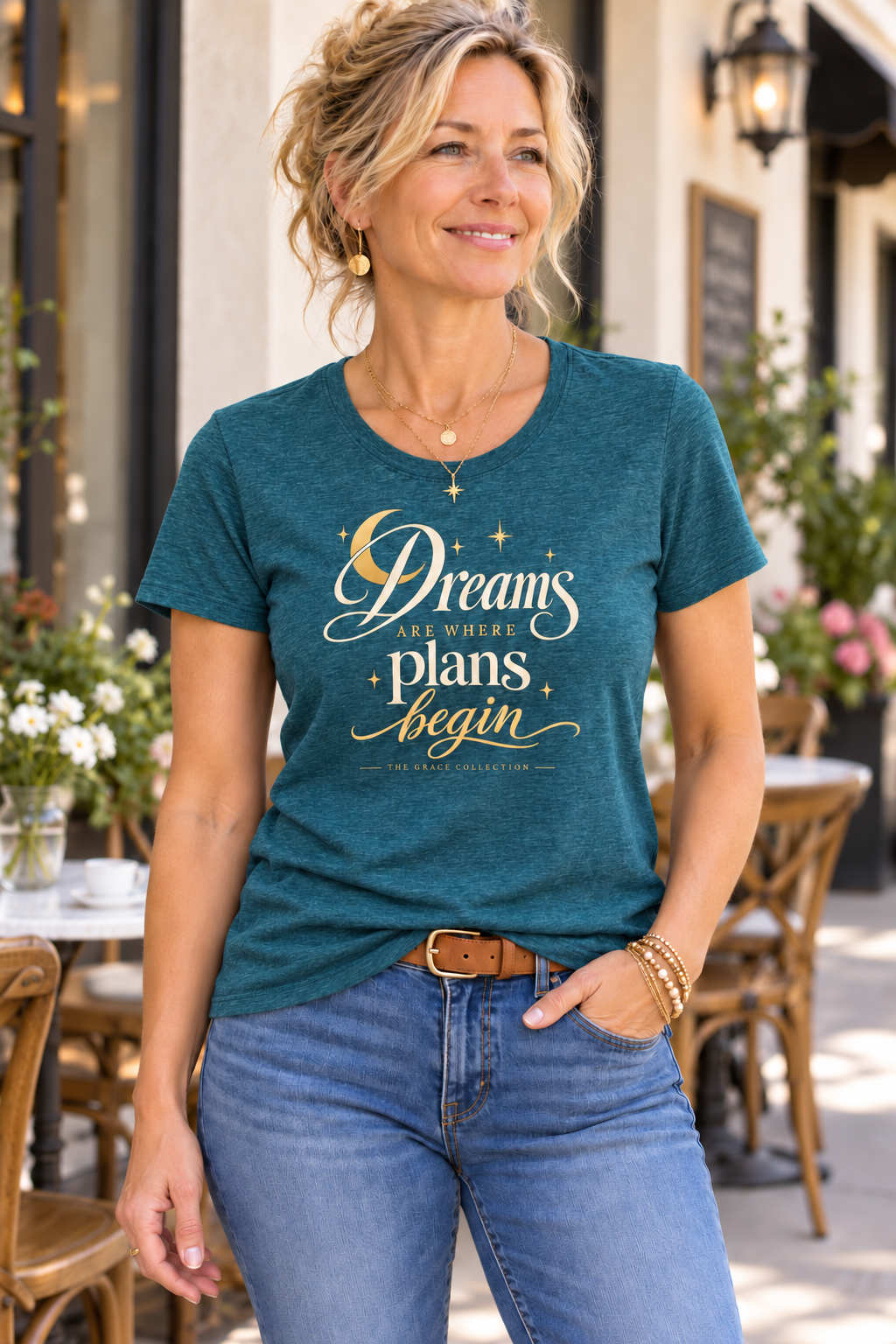 Womens Relaxed Fit Tee - Dreams Are Where Plans Begin