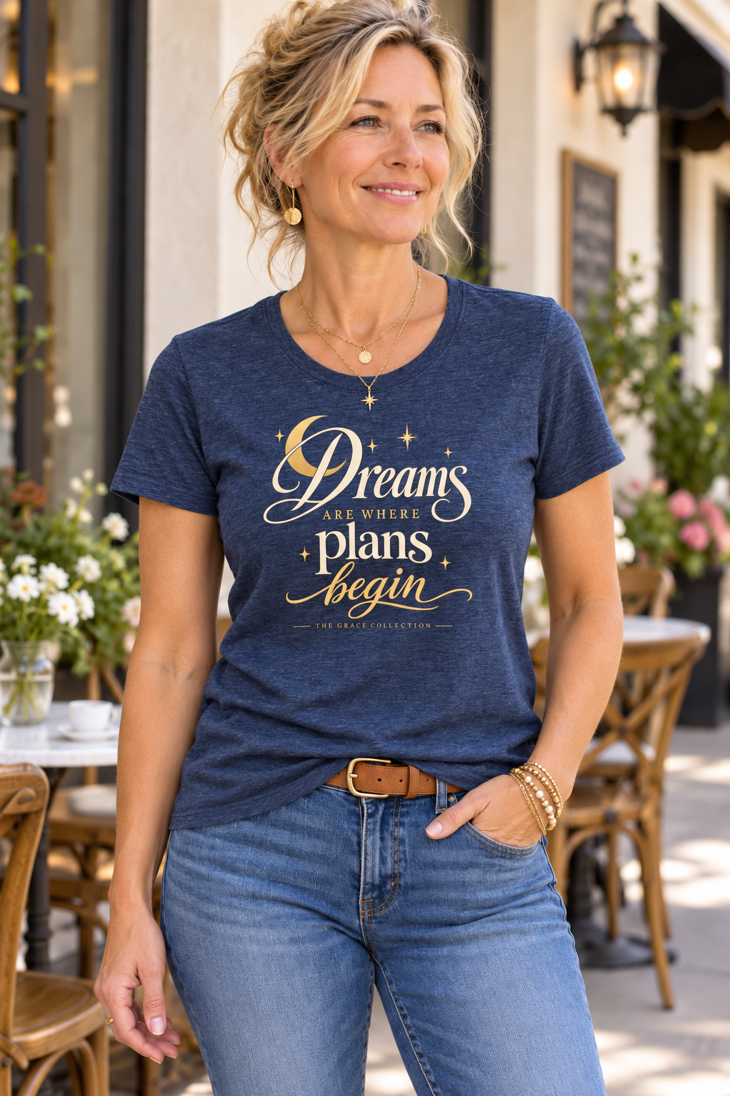 Womens Relaxed Fit Tee - Dreams Are Where Plans Begin