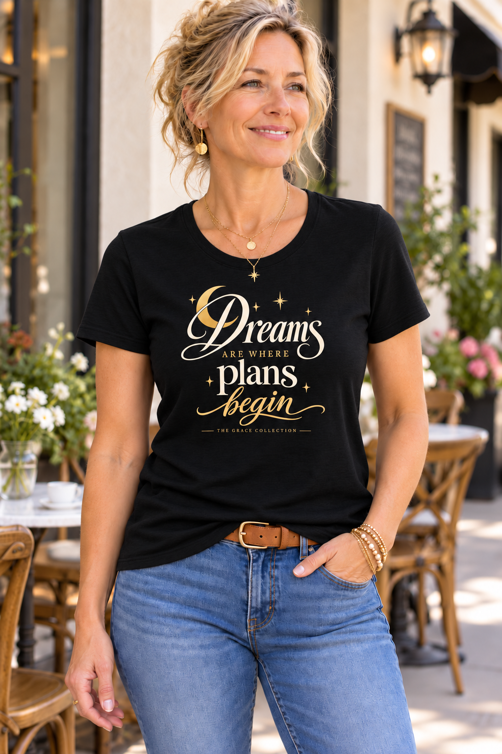 Womens Relaxed Fit Tee - Dreams Are Where Plans Begin