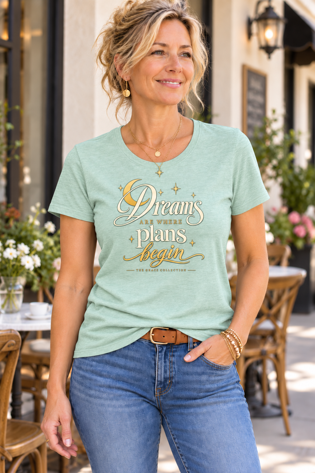 Womens Relaxed Fit Tee - Dreams Are Where Plans Begin