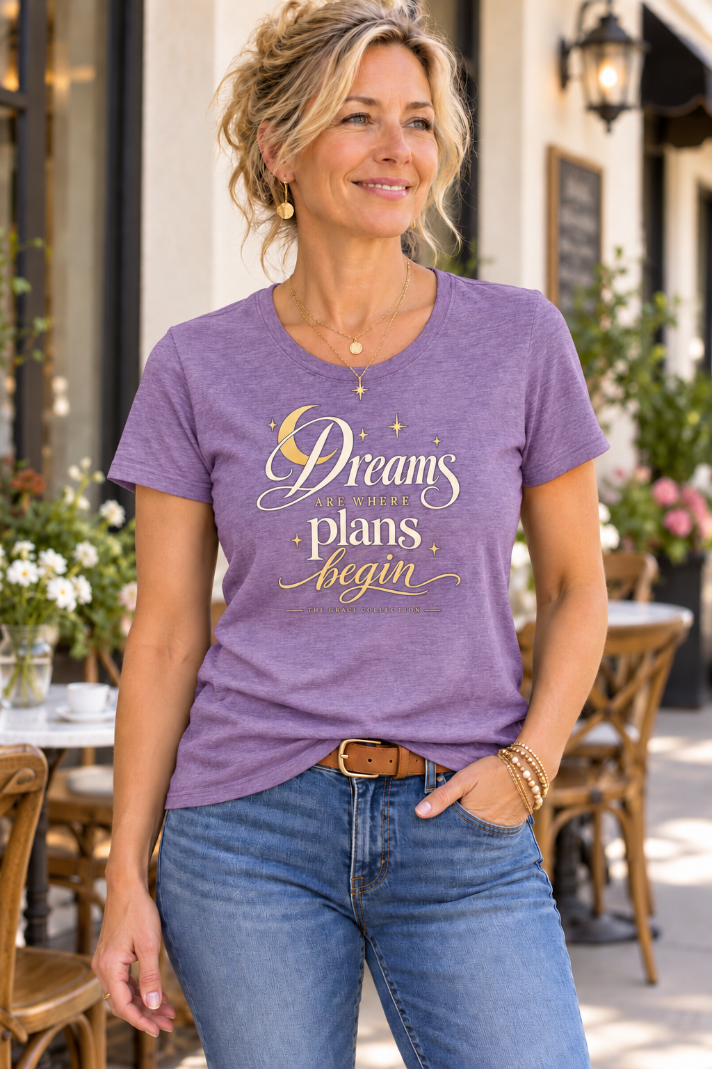 Womens Relaxed Fit Tee - Dreams Are Where Plans Begin