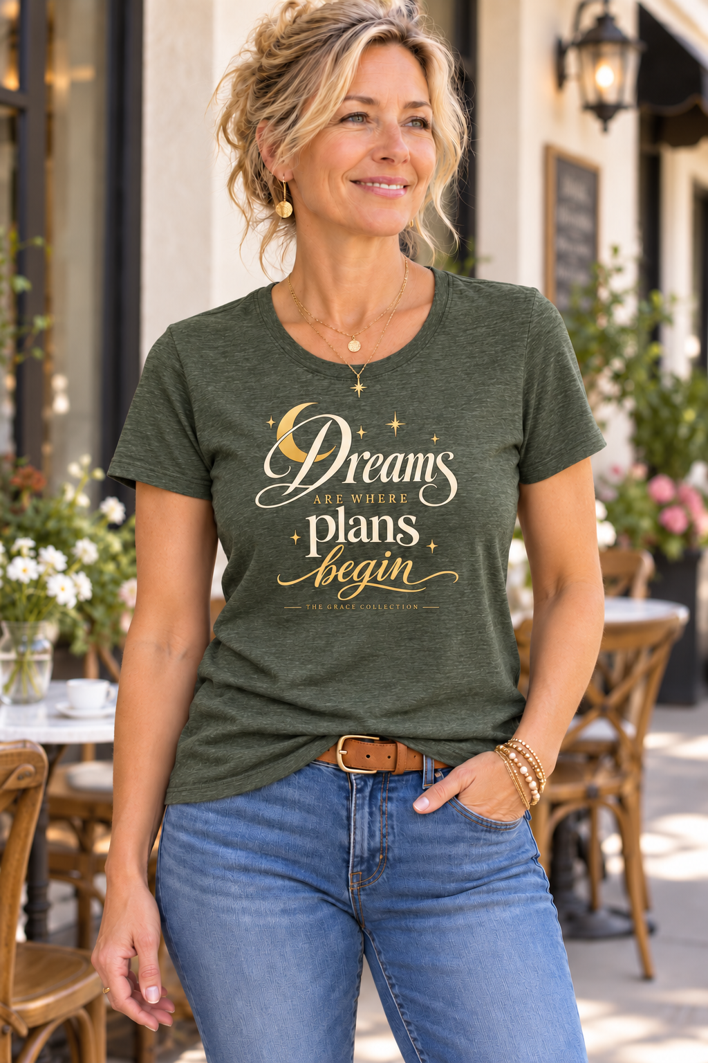 Womens Relaxed Fit Tee - Dreams Are Where Plans Begin