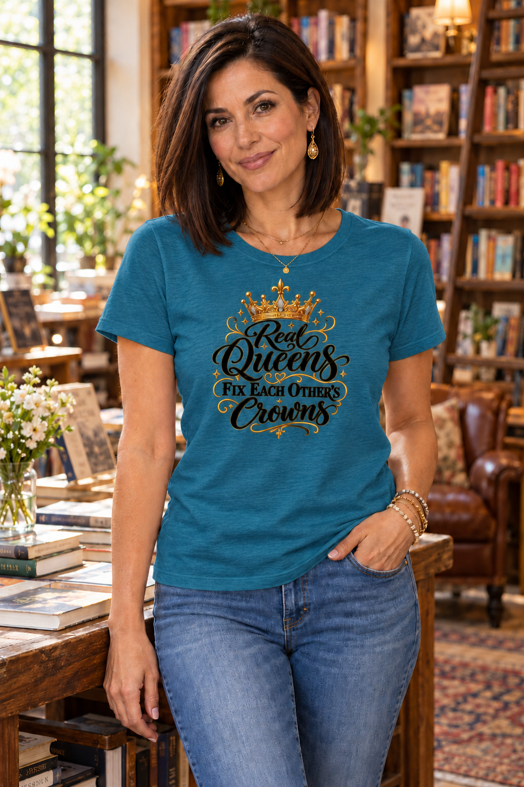 Light Weight Tri Blend Relaxed Fit Crew Neck Tee - Real Queens Fix Each Others Crowns