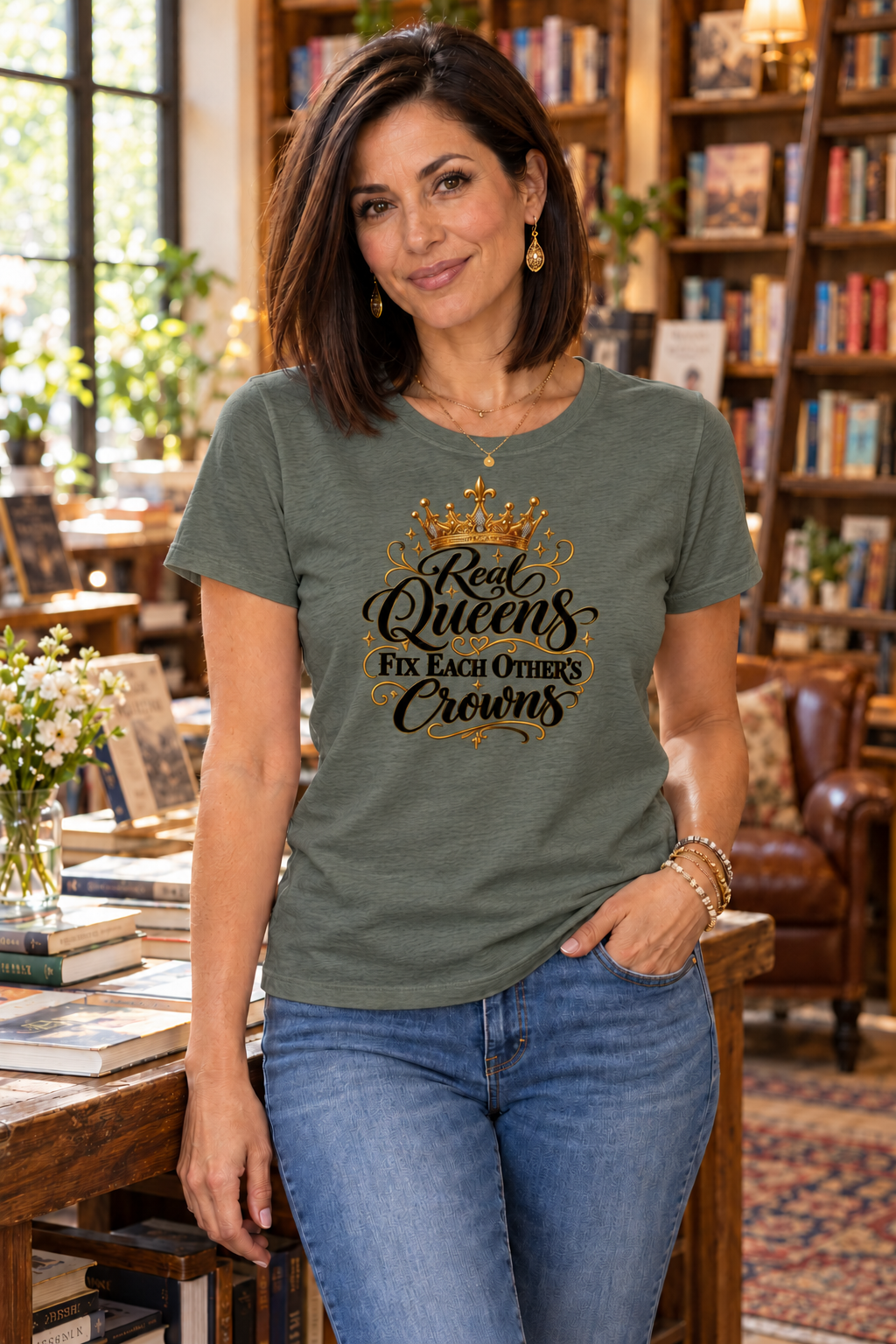 Light Weight Tri Blend Relaxed Fit Crew Neck Tee - Real Queens Fix Each Others Crowns