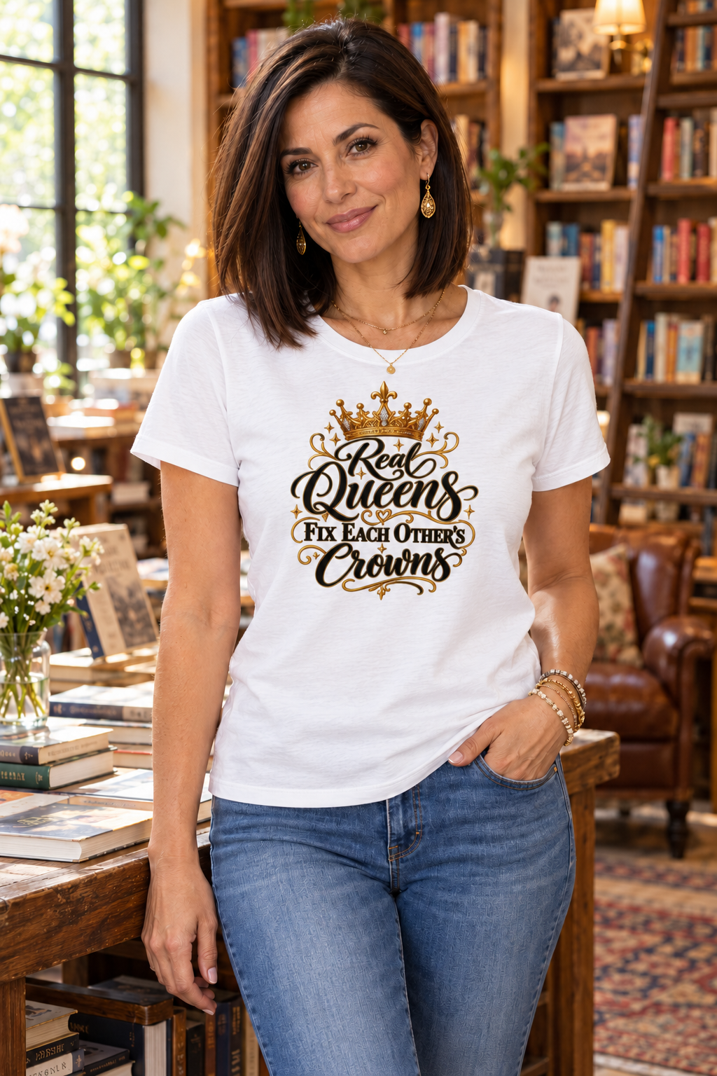 Light Weight Tri Blend Relaxed Fit Crew Neck Tee - Real Queens Fix Each Others Crowns