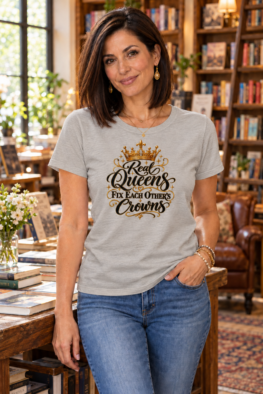 Light Weight Tri Blend Relaxed Fit Crew Neck Tee - Real Queens Fix Each Others Crowns