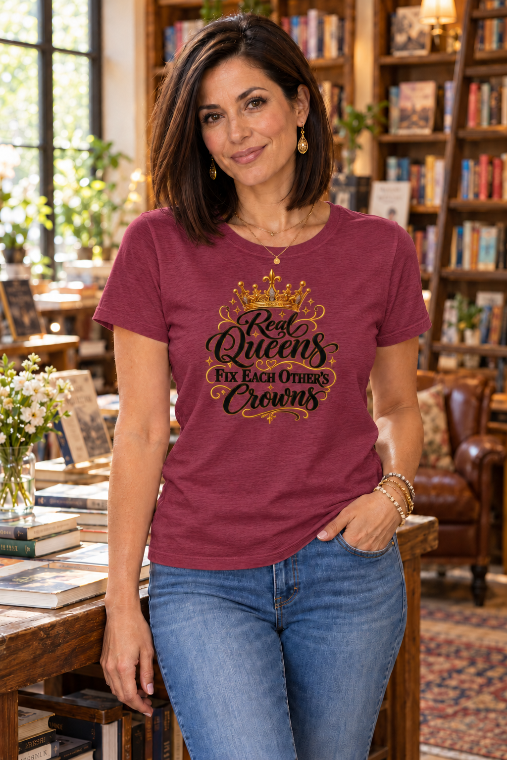 Light Weight Tri Blend Relaxed Fit Crew Neck Tee - Real Queens Fix Each Others Crowns