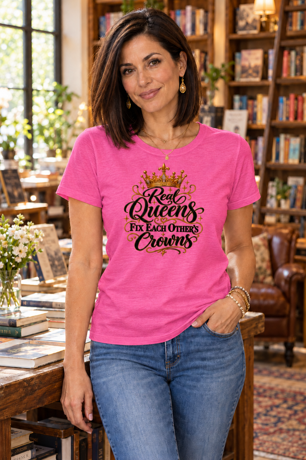 Light Weight Tri Blend Relaxed Fit Crew Neck Tee - Real Queens Fix Each Others Crowns