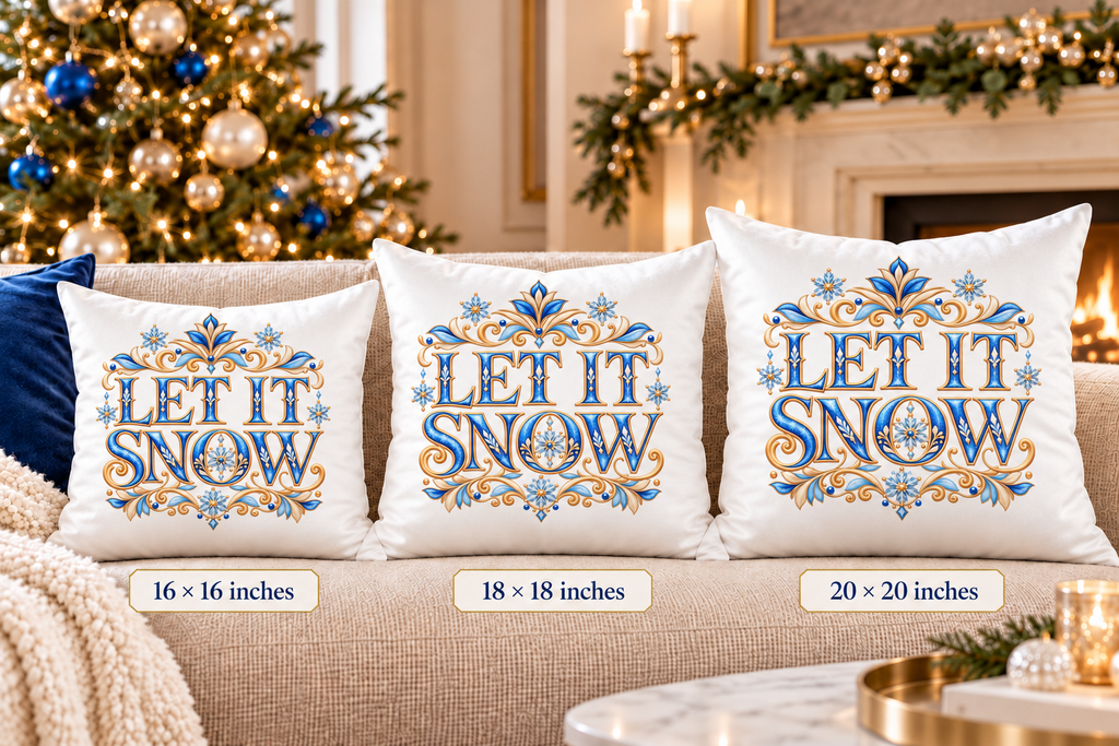 Let It Snow Snowflake Pillow | Winter Holiday Decor