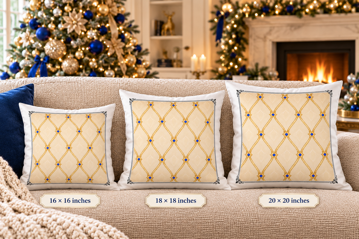 Gold Geometric Lattice Pattern Pillow
