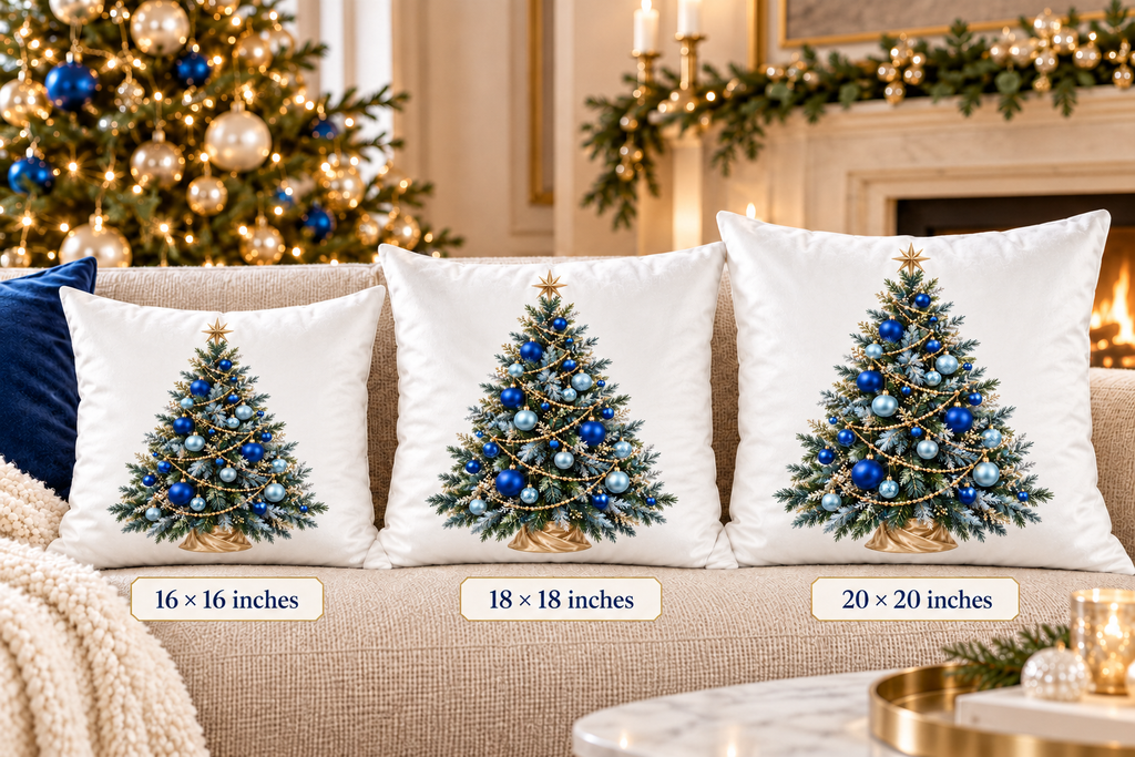 Decorated Christmas Tree Poly Velvet Pillow