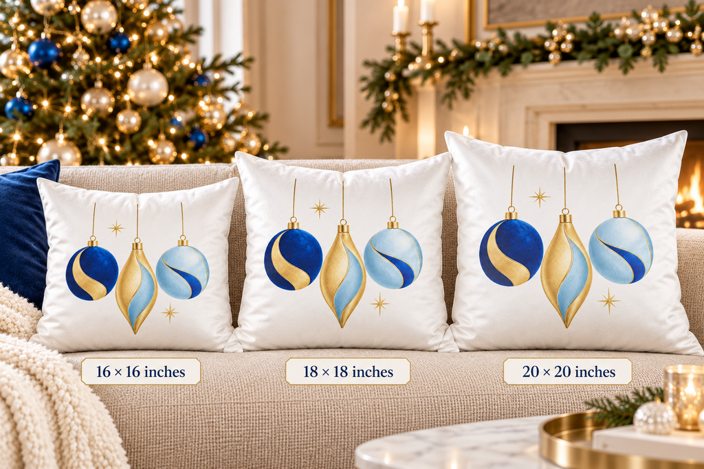 Christmas Ornament Faux Suede Square Pillow Cover