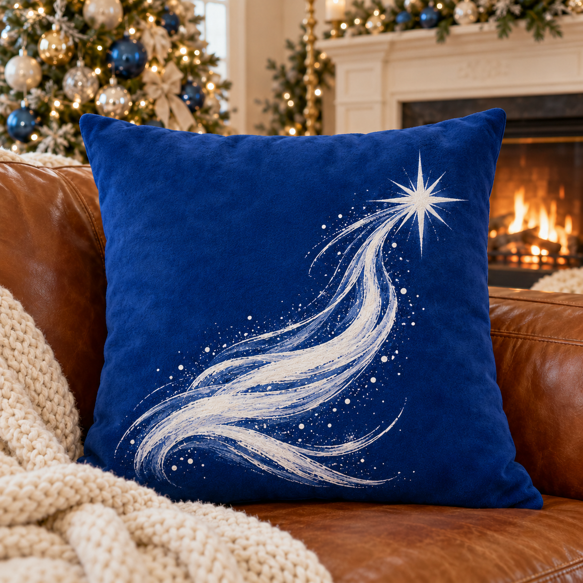 Starry Night Fairy Tail Faux Suede Square Pillow Cover