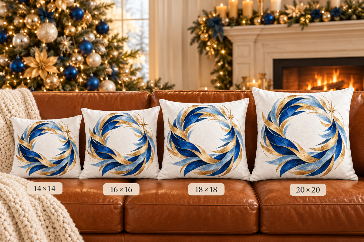 Blue and Gold Abstract Coastal Faux Suede Square Pillow Cover