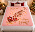 Vintage Santa Sleigh Reindeer Christmas Fleece Throw Blanket