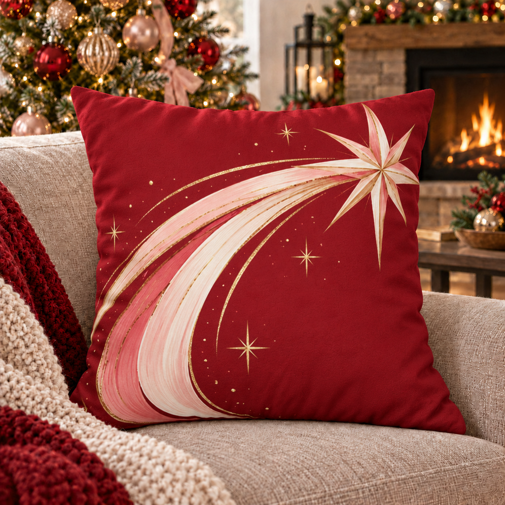 Shooting Star Faux Suede Square Pillow Cover
