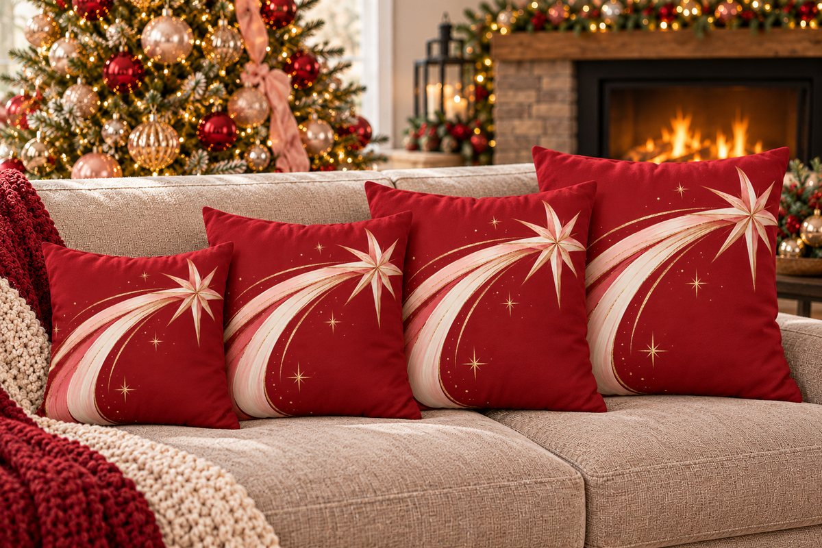 Shooting Star Faux Suede Square Pillow Cover