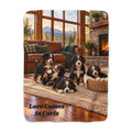 Personalize This Blanket - BERNEDOODLE PUPPIES,  Love Comes in Curls - Deluxe Sherpa Fleece Throw Blanket