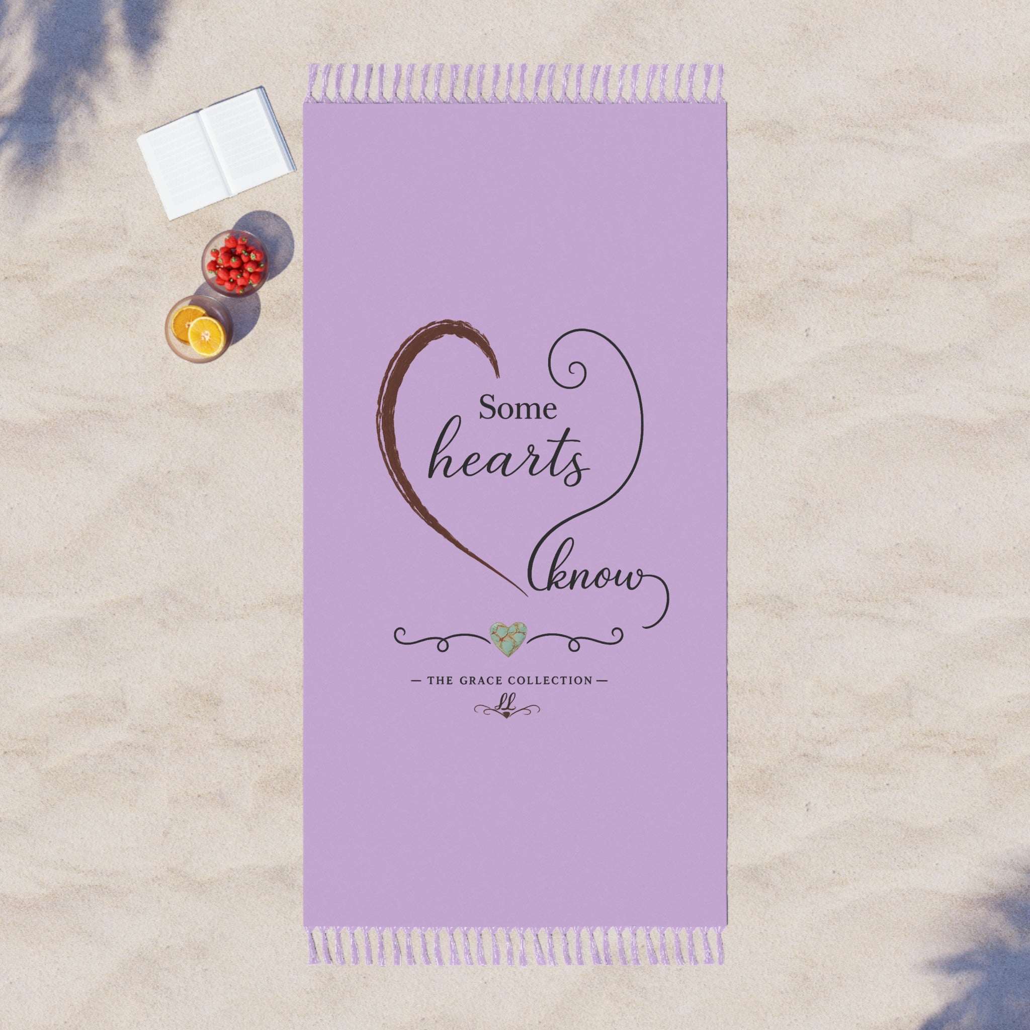 Some Hearts Know - Boho Beach Towel Lightweight Fringe Turkish Towel