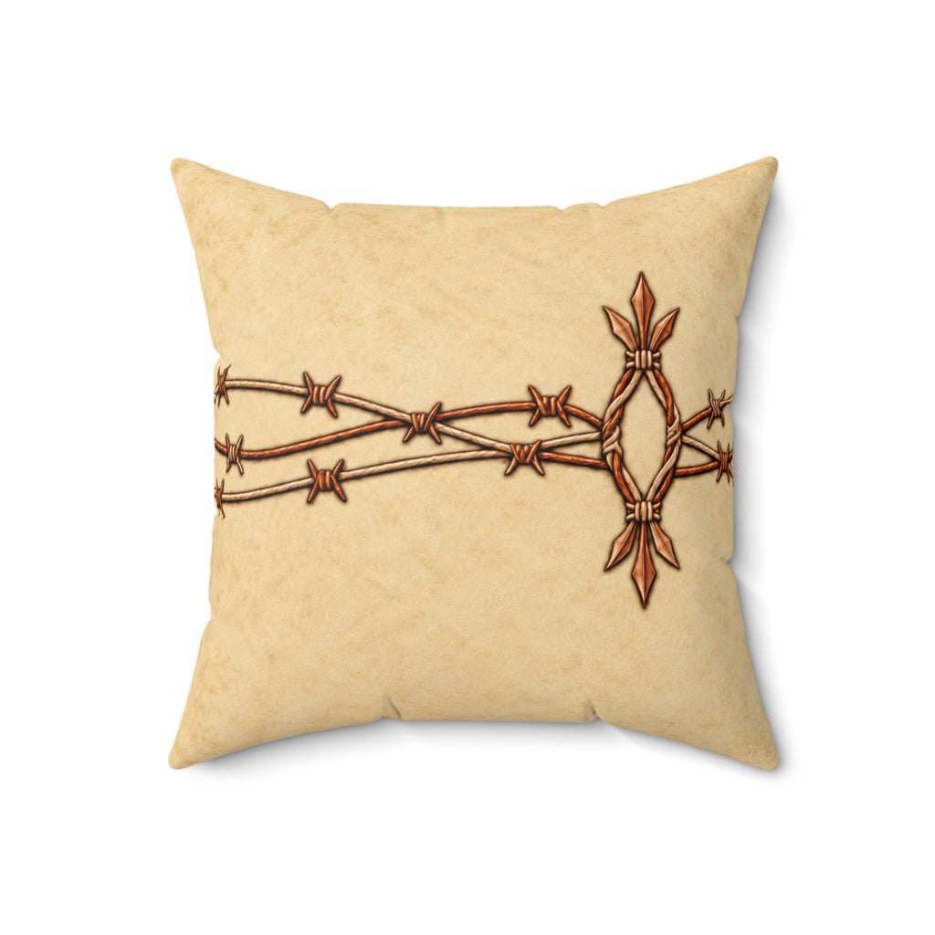 Western Barbed Wire  - Faux Suede Throw Pillow