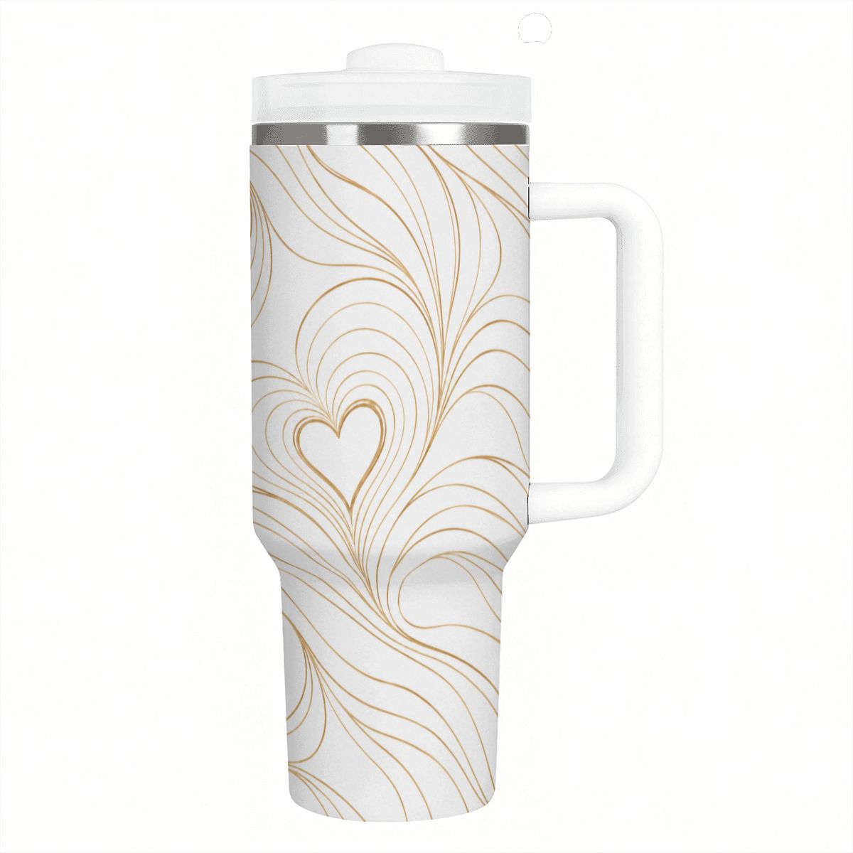 Echoing Hearts Gold Champagne White - 40oz Tumbler with Handle and Straw (Made in USA)