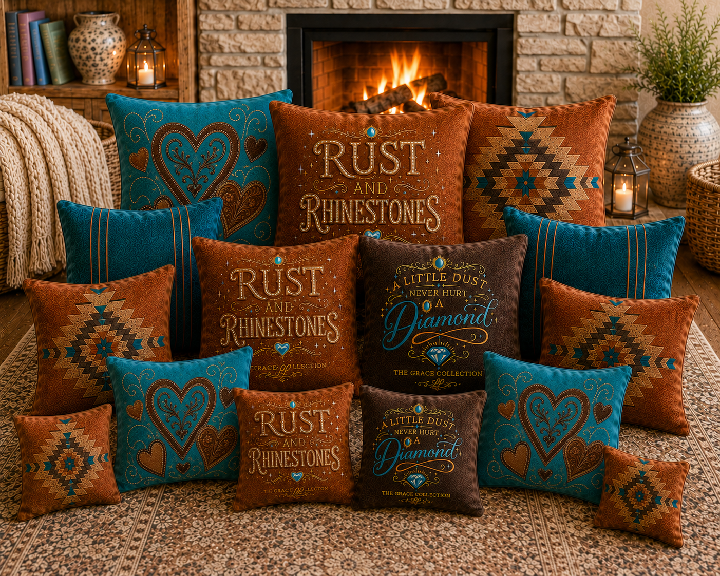 Southwestern Aztec Faux Suede Pillow - Rust Geometric Throw Pillow