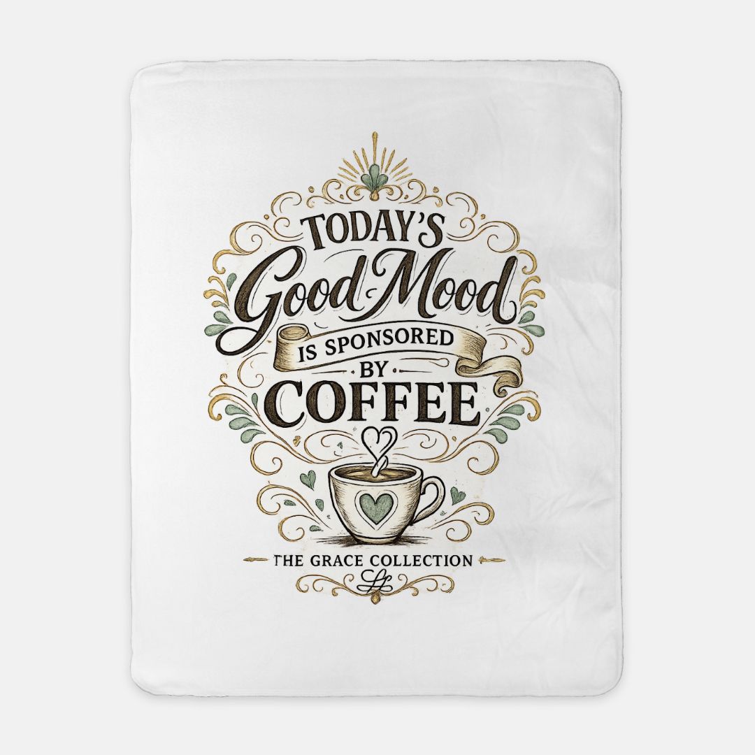 Sherpa Blanket - 50" x 60" - Today's Good Mood is Sponsored By COFFEE