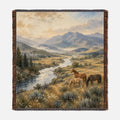 Montana Valley Horses - Woven Blanket Tapestry Throw 54" x 60"