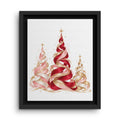 Red and Pink Christmas Tree Trio Framed Canvas