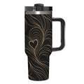 Echoing Hearts Black Champagne Gold - 40oz Tumbler with Handle and Straw (Made in USA)