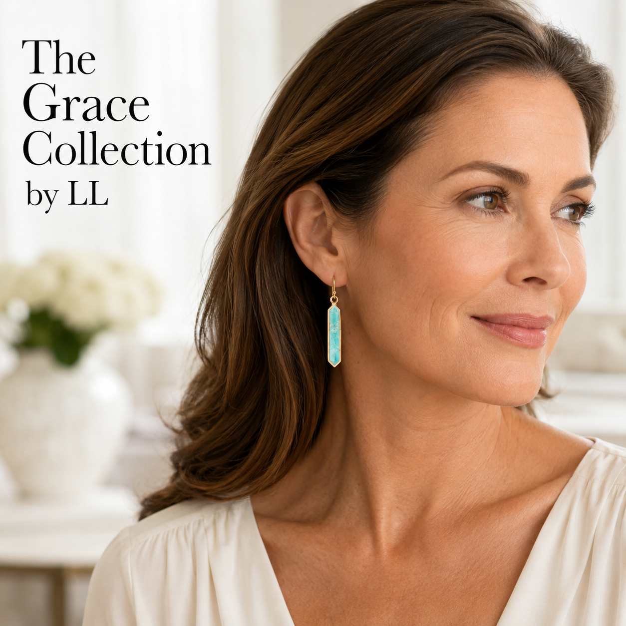 Linear Blue Turquoise Golden Drop Earrings