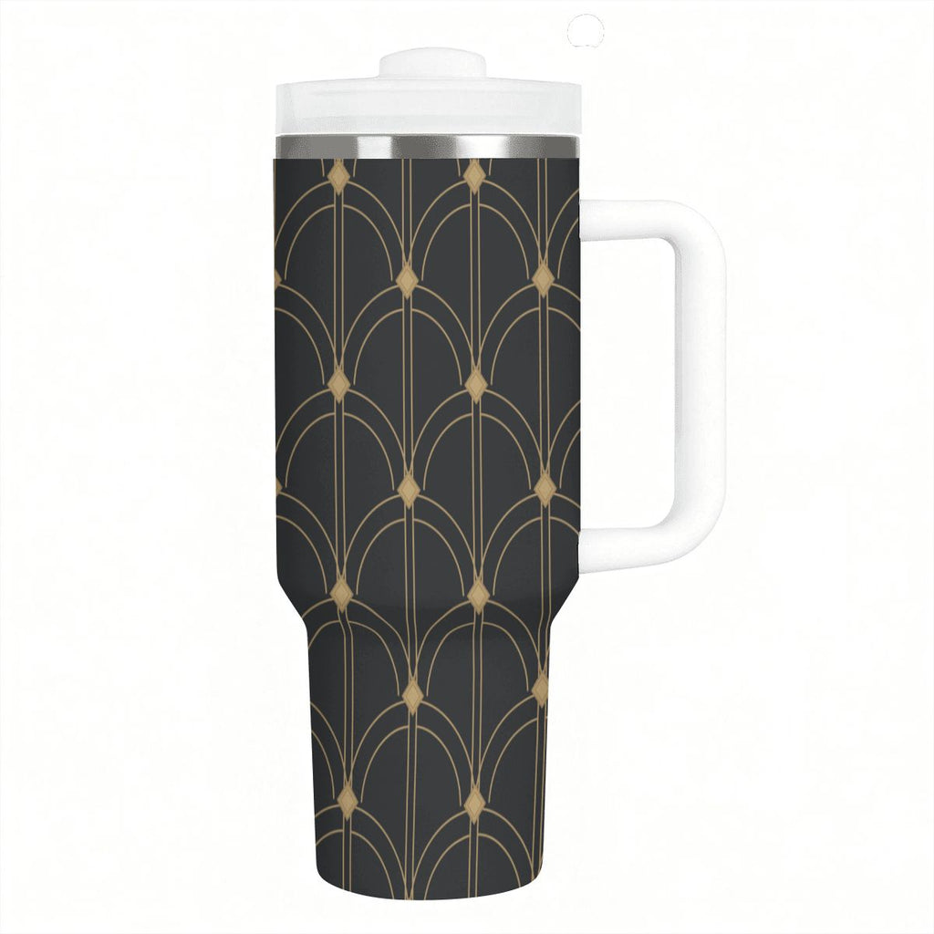 Black and gold Grand Hotel Arches - 40oz Tumbler with Handle and Straw (Made in USA)
