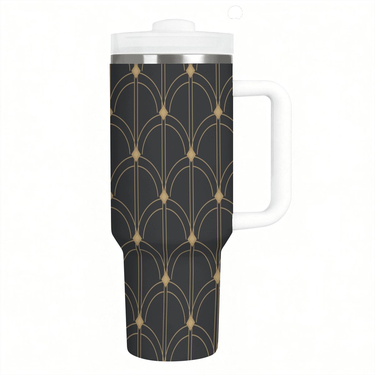 Black and gold Grand Hotel Arches - 40oz Tumbler with Handle and Straw (Made in USA)
