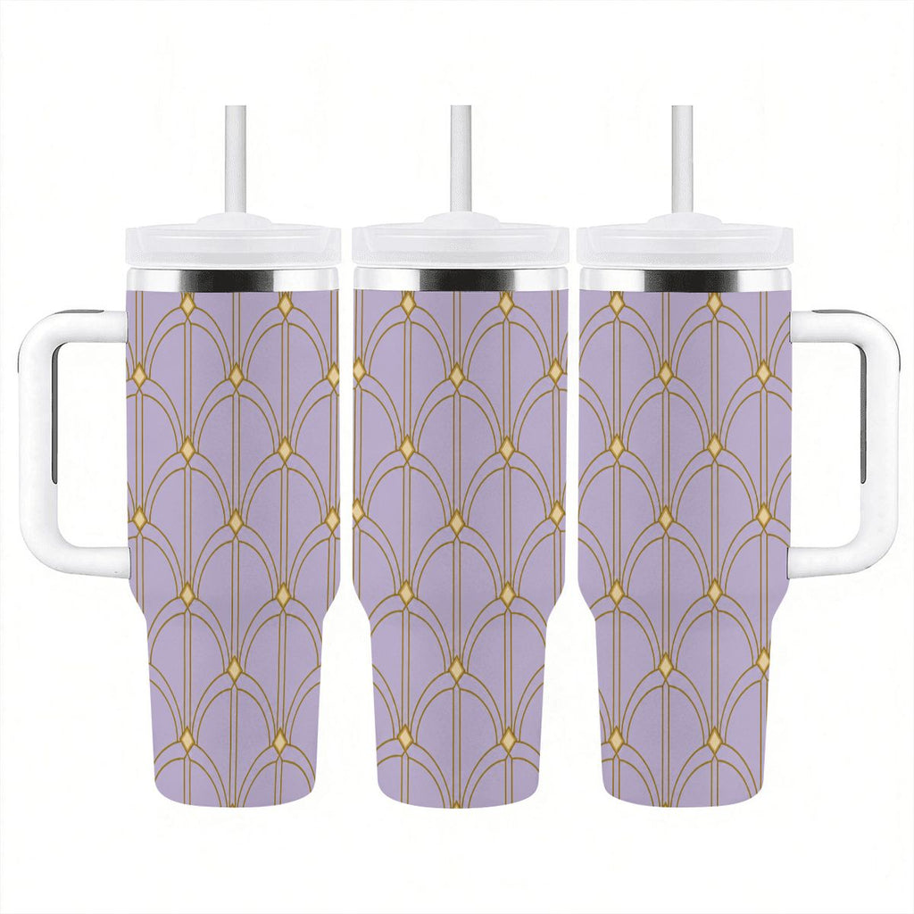 Lavender Grand Hotel Arches - 40oz Tumbler with Handle and Straw (Made in USA)