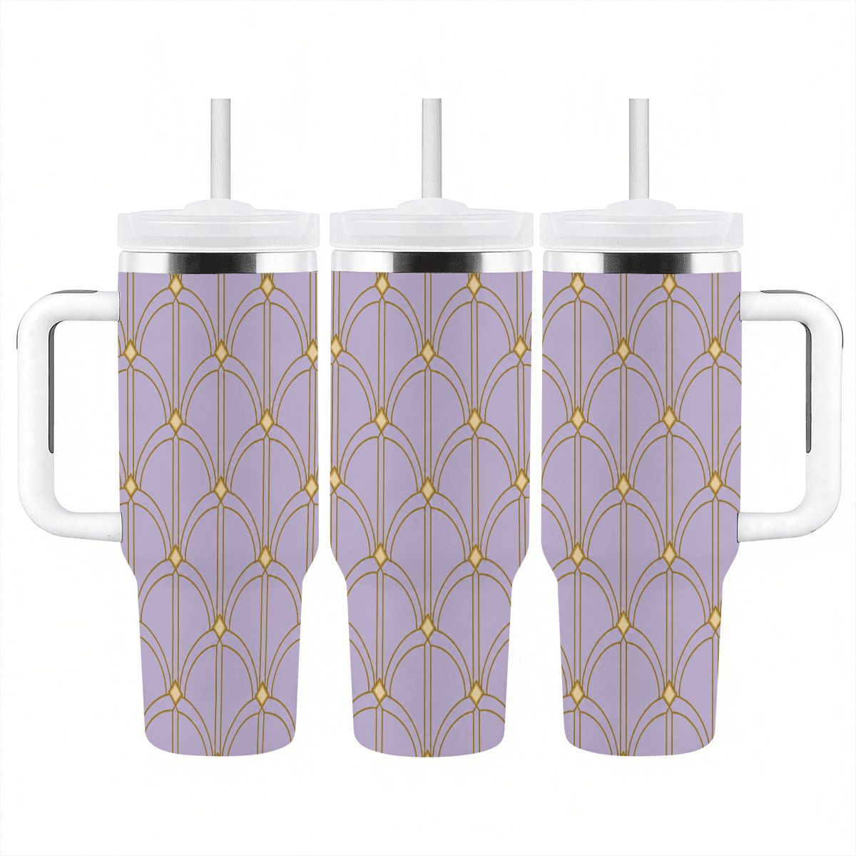 Lavender Grand Hotel Arches - 40oz Tumbler with Handle and Straw (Made in USA)