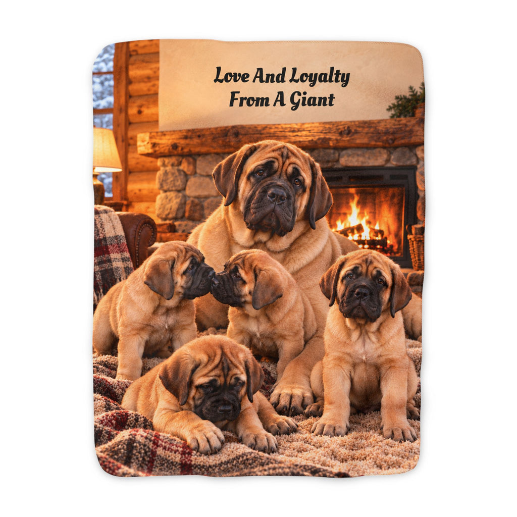 Personalize This Blanket - OLD ENGLISH MASTIFF PUPPIES, Life And Loyalty From A Giant - Deluxe Sherpa  Fleece Throw Blanket