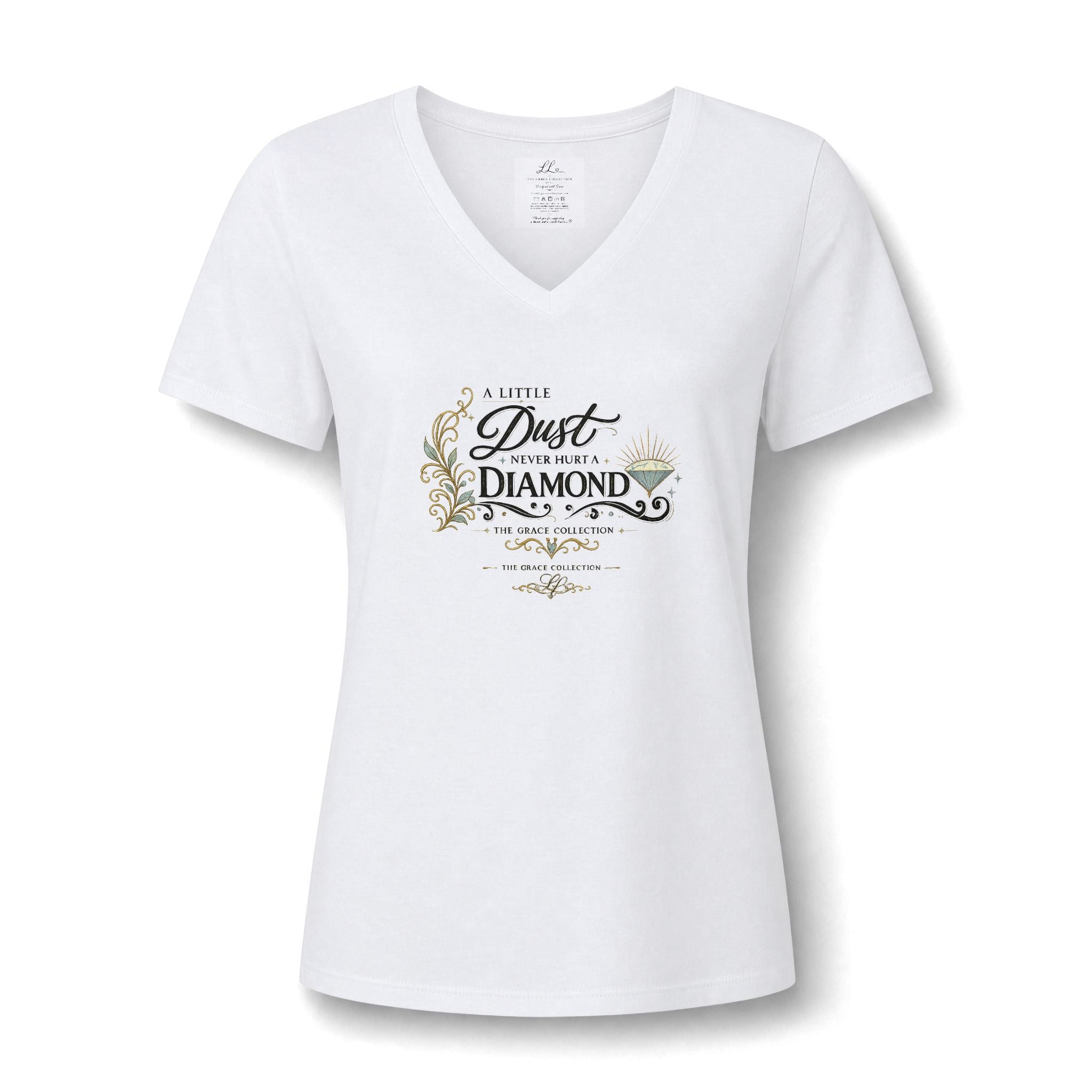 A Little Dust Plays With A Diamond V-Neck Tee