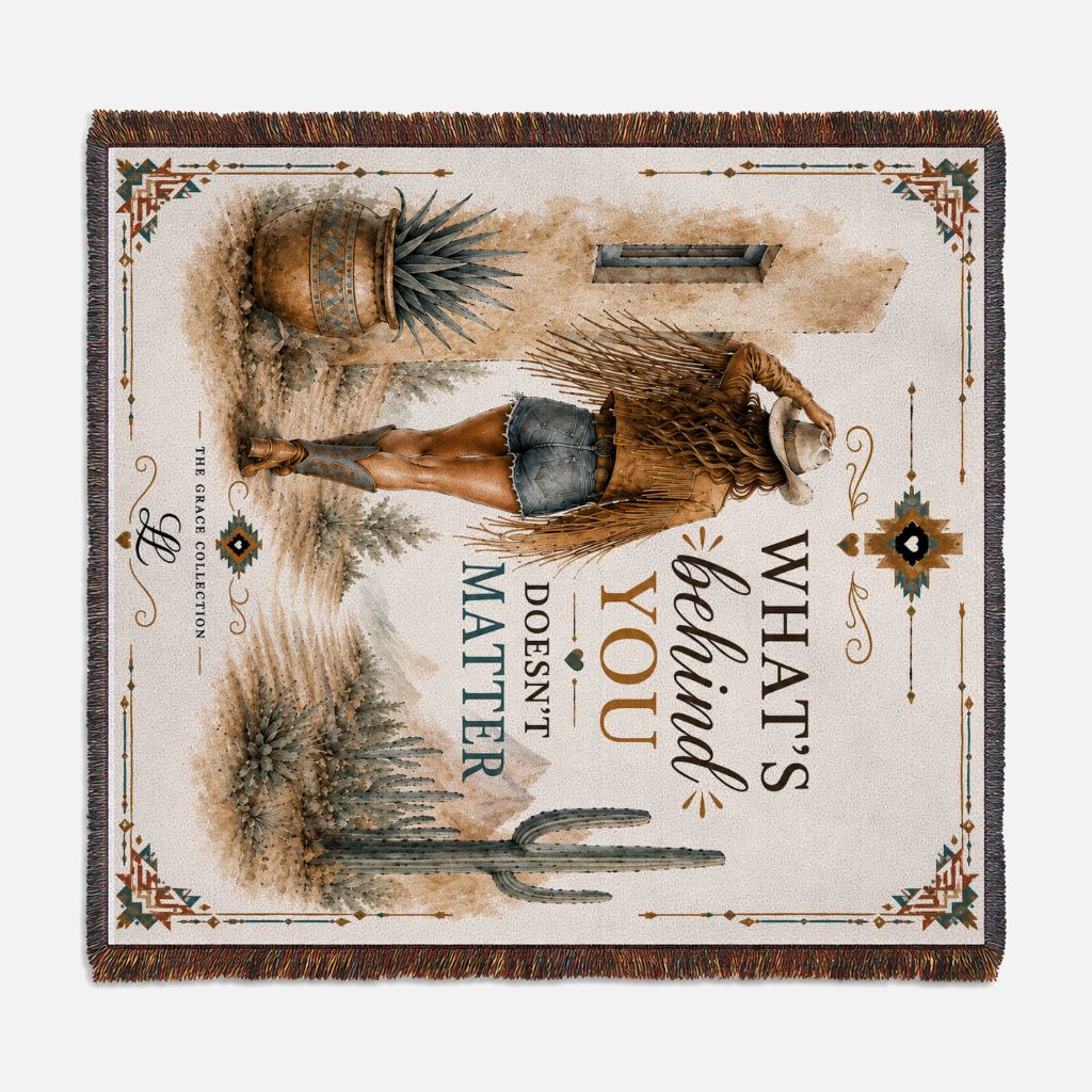 Woven Blanket Tapestry Throw 54" x 60" - What's Behind You Doesn't Matter